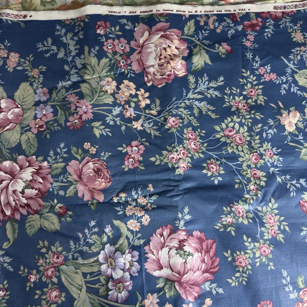 Vtg Joan Kessler "Amelia" Floral Fabric ☆  3 + Yards ☆ Uncut Brand New 56" Wide